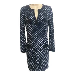 INC International Concepts Women PPXS Black Gray Moon Circle Print Shift Dress